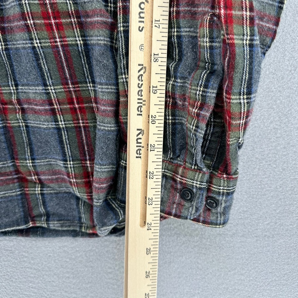 L.L. Bean Traditional Fit Scotch Plaid Flannel Button Up Shirt Grey L Cabincore - Picture 6 of 10
